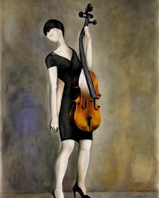 Prompt: a thin skinned female cellist inspired by Pablo Picasso