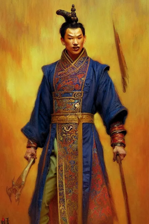 Image similar to wizard, character design, ming dynasty, colorful, painting by gaston bussiere, craig mullins, j. c. leyendecker, tom of finland