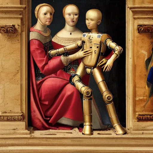 Image similar to a robot as the subject of a renaissance era painting