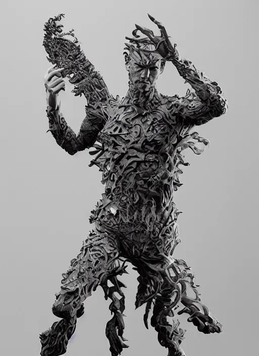 Prompt: high intricate 3 d sculpture of the sandman by neil gaiman, full shot, maria panfilova, andrea savchenko, mike kime, ludovic plouffe, qi sheng luo, oliver cook, julian calle, eddie mendoza, trending on artstation