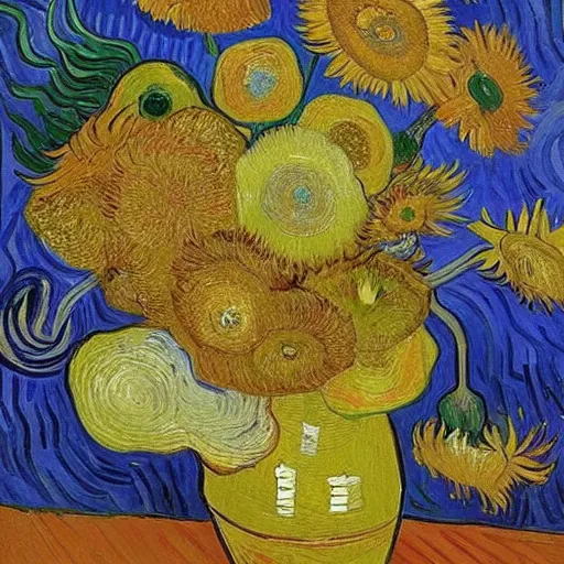 Prompt: an unusually beautiful bouquet in the sunny room of his beloved wife, wrote van gogh