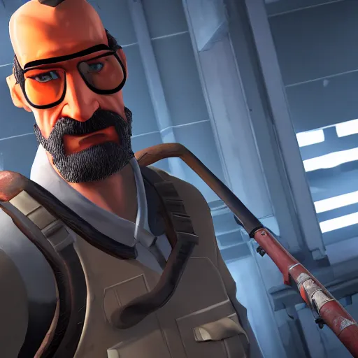 Image similar to Gordon Freeman in Team fortress 2, 4k screenshot of Team fortress 2 gameplay, 8k hdr showcase