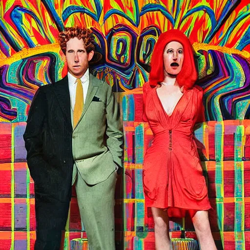 Image similar to golden god and his talking great dane solve mystery, sixties, vivid colour, horror, realistic photography