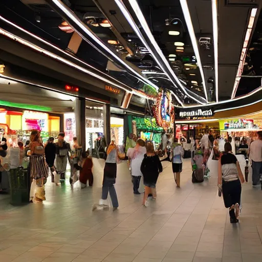 Prompt: extraterrestrial food court at mall on another planet, Jim Henson creature shop, highly detailed