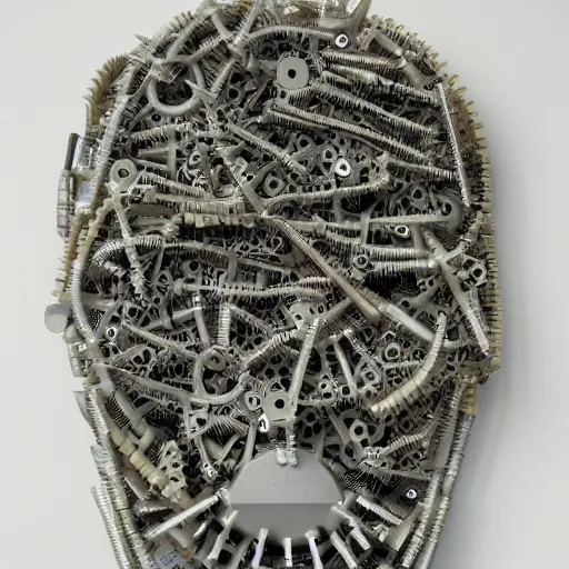 Image similar to portrait of a head made of gears and electronic components