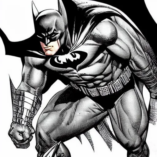 Prompt: DC Batman highly detailed pencil and ink sketch with comic hatching by David Finch