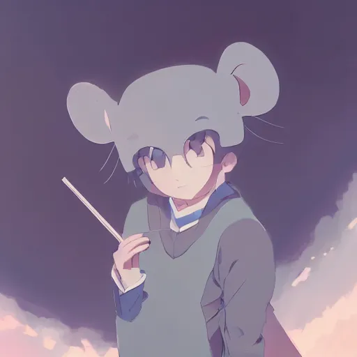 Image similar to a mouse that is a teacher, illustration concept art anime key visual trending pixiv fanbox by wlop and greg rutkowski and makoto shinkai and studio ghibli and kyoto animation symmetrical facial features