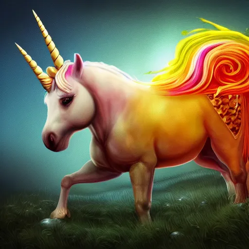 Image similar to digital illustion of a unicorn on the cob, deviantArt, artstation, artstation hq, hd, 4k resolution
