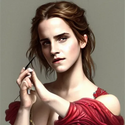 Image similar to ultra realistic illustration, emma watson as bella thorne, intricate, elegant, highly detailed, digital painting, artstation, concept art, smooth, sharp focus, illustration, art by artgerm and greg rutkowski and alphonse mucha