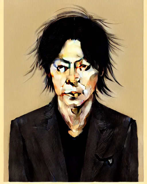 Prompt: photography portrait of japanese rock singer yutaka ozaki from 1 9 8 0 s, ambient lighing, intricate, elegant, highly detailed, digital painting, artstation, concept art, smooth, sharp focus, illustration, art by artgerm and greg rutkowski and alphonse mucha