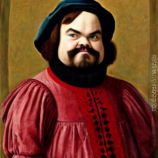 Image similar to Jack Black in the style of Jan van Eyck