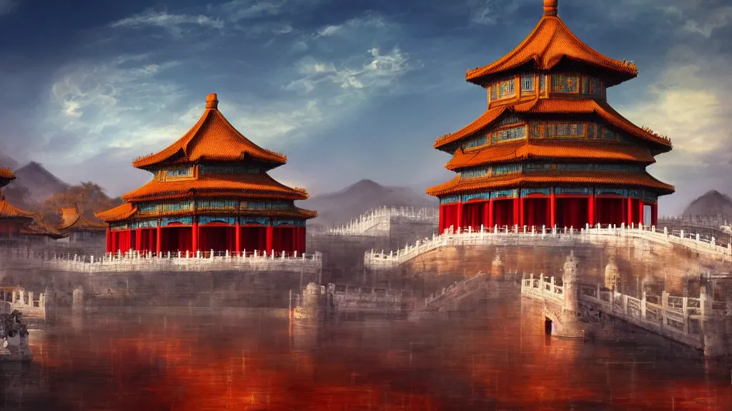 Prompt: Forbidden City, fantasy artwork, award-winning, beautiful scenery, artstation