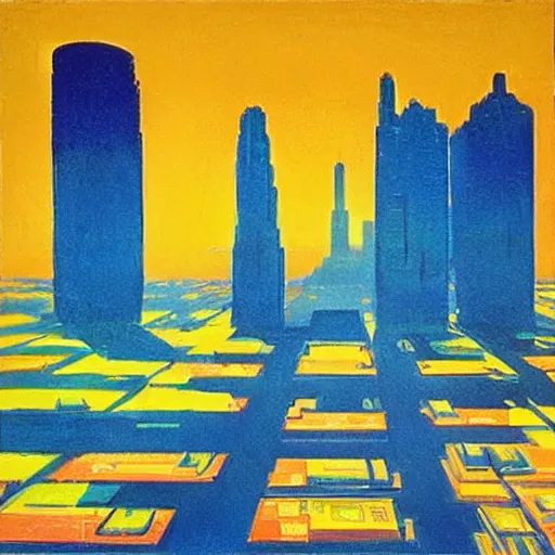 Image similar to “Wayne thiebaud neo-Tokyo gleaming sunny day”