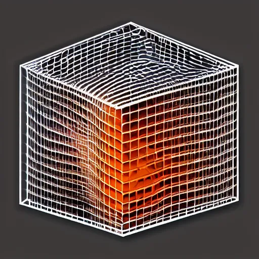 Image similar to abstract honeycomb structure inside a acrylic cube in a dark grey background