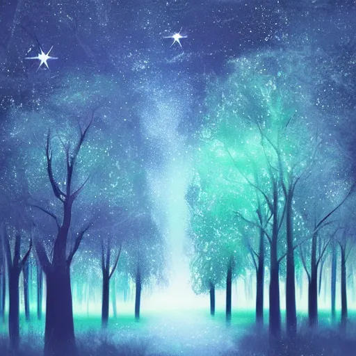 Image similar to forest trees, galaxy 🌌 digital art