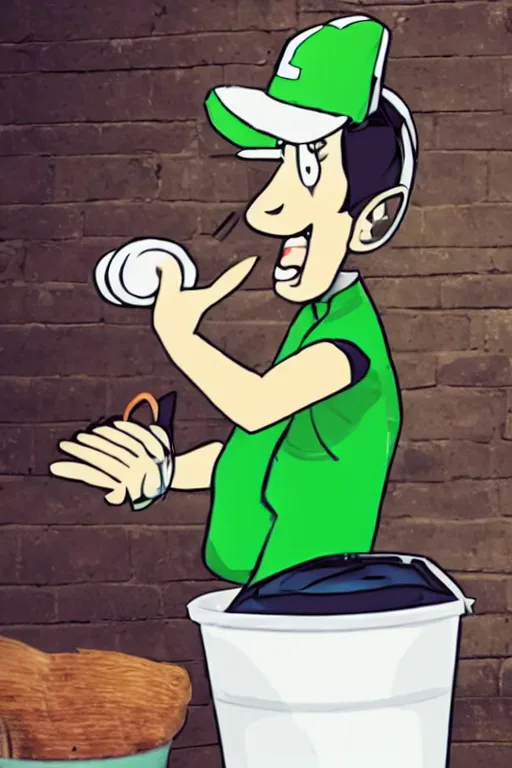 Prompt: jacksepticeye yelling at a bucket