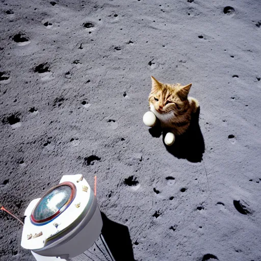 Image similar to cat aas astronaut on the moon sigma 1 4 mm f / 1. 8 the earth is seen in the background surrounded by an asteroid belt made of cat toys