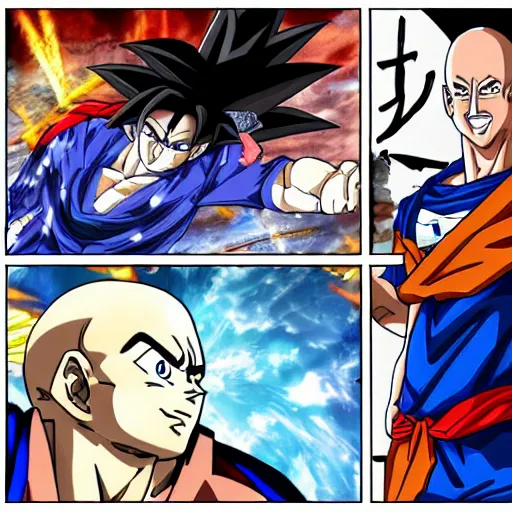 Prompt: jeff bezos losing a fight to goku anime