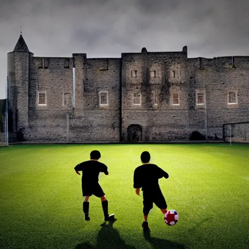 Image similar to football match inside a castle