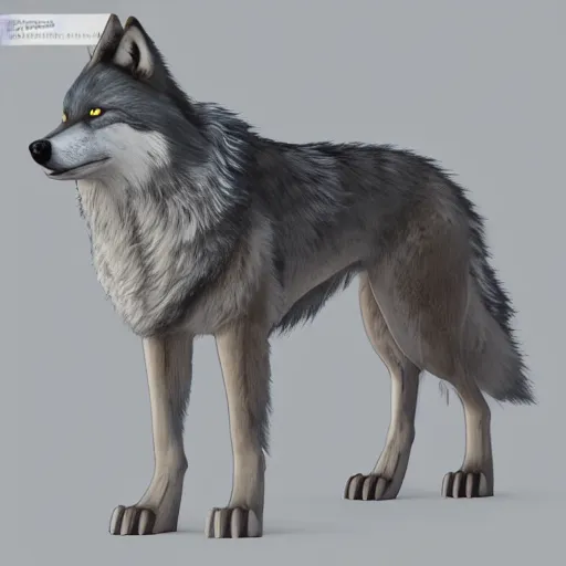 Prompt: hyperrealistic wolf rendered in unreal engine, 3d model turnaround, 4k