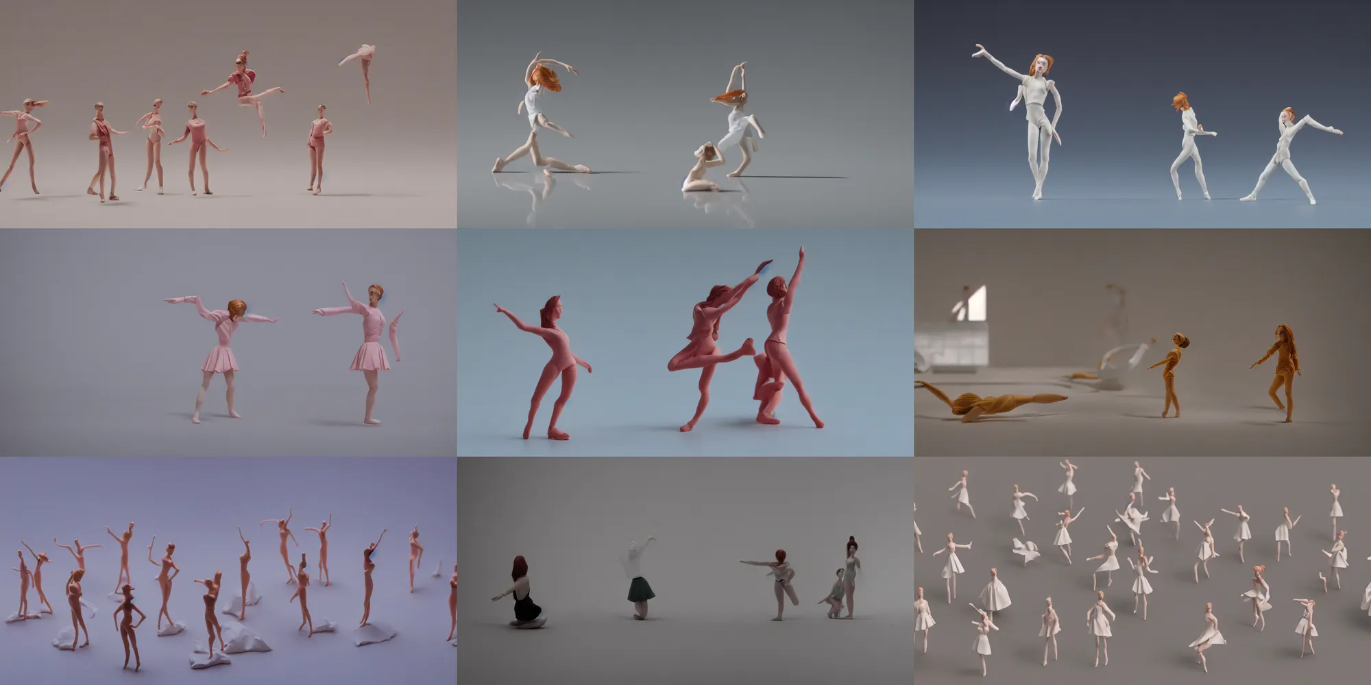 Prompt: beautiful three point perspective film still of funko pop holly herndon character study in merce cunningham, extreme closeup portrait in style of frontiers in miniature porcelain photography fashion architectural art studio edition, miniature origami ballerina figurines, pointe poses, tilt shift background, soft lighting, kodak portra 4 0 0, 8 k, macro, cinematic style by emmanuel lubezki