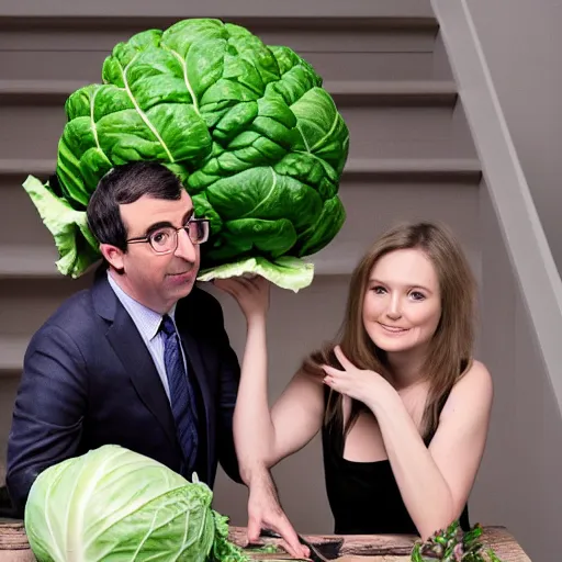 Image similar to john oliver and the cabbage are getting married