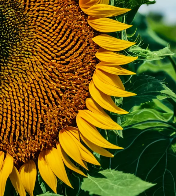 Image similar to a 4 k photorealistic photo close up of a sunflower.