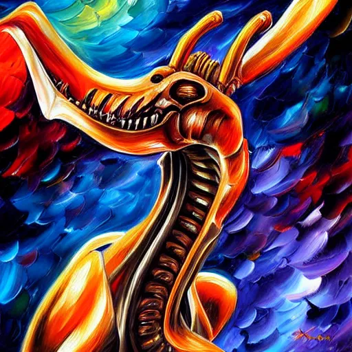 Image similar to digital painting of a Xenomorph, by Leonid Afremov