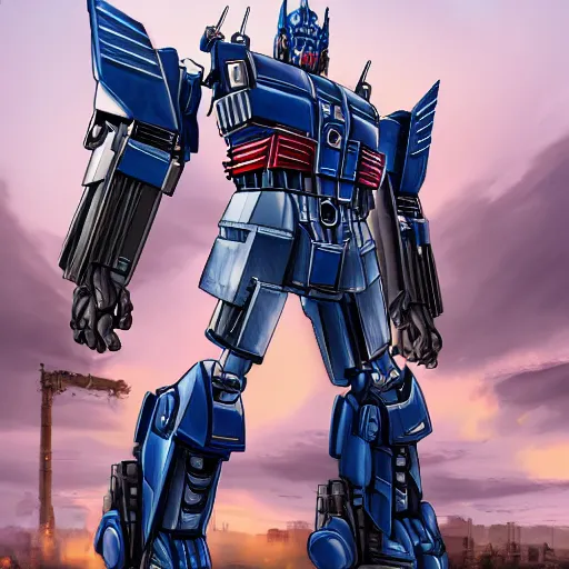 Image similar to Optimus prime as a human, 4k, digital art, highly detailed