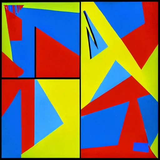 Prompt: Geometrical Suprematist art of Saul Goodman, by Nina Kogan