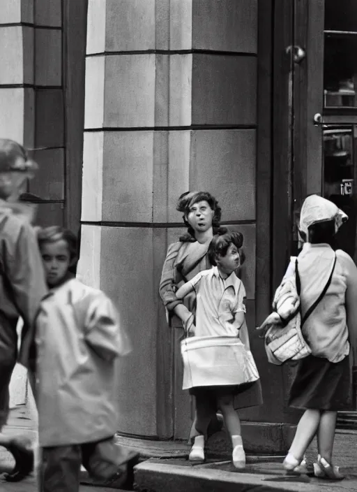 Image similar to street photography by vivian maier. professional photography.