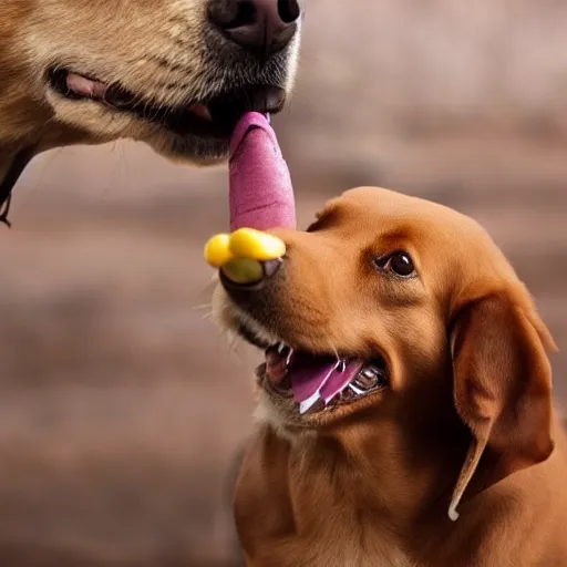 Image similar to a dog with a corn cob pipe in its mouth, award winning nature photography