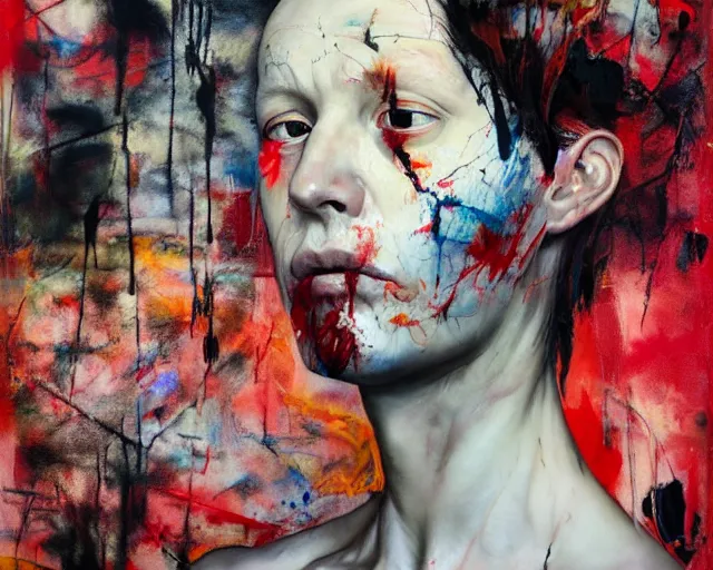 Prompt: lost memories, a brutalist designed, rich deep vivid colours, brushmonia merlo ، strokes!, painted by francis bacon, michal mraz, adrian ghenie, nicola samori, james jean!!! and petra cortright, part by gerhard richter, part by takato yamamoto. 8 k masterpiece.