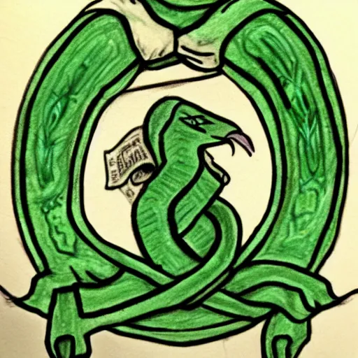 Prompt: Mary GrandPré drawing of a Slytherin