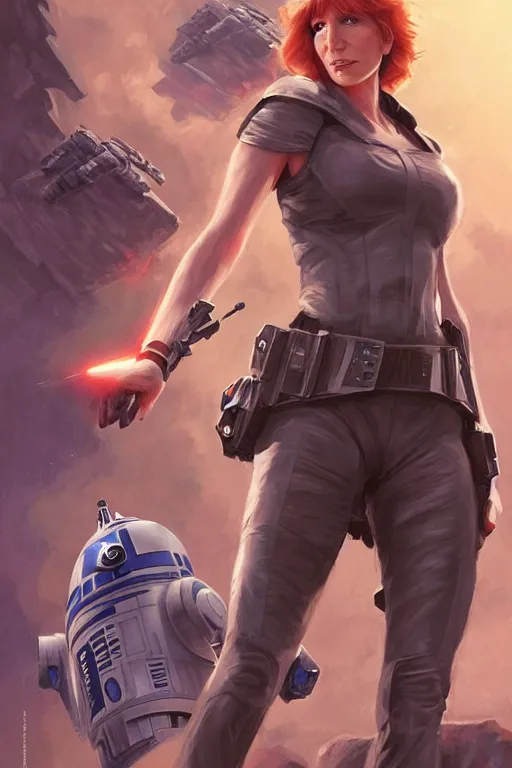 Image similar to Kari Byron as a heroine in star wars, digital painting, artstation, concept art, smooth, sharp focus, illustration, art by artgerm and donato giancola and Joseph Christian Leyendecker, Ross Tran, WLOP