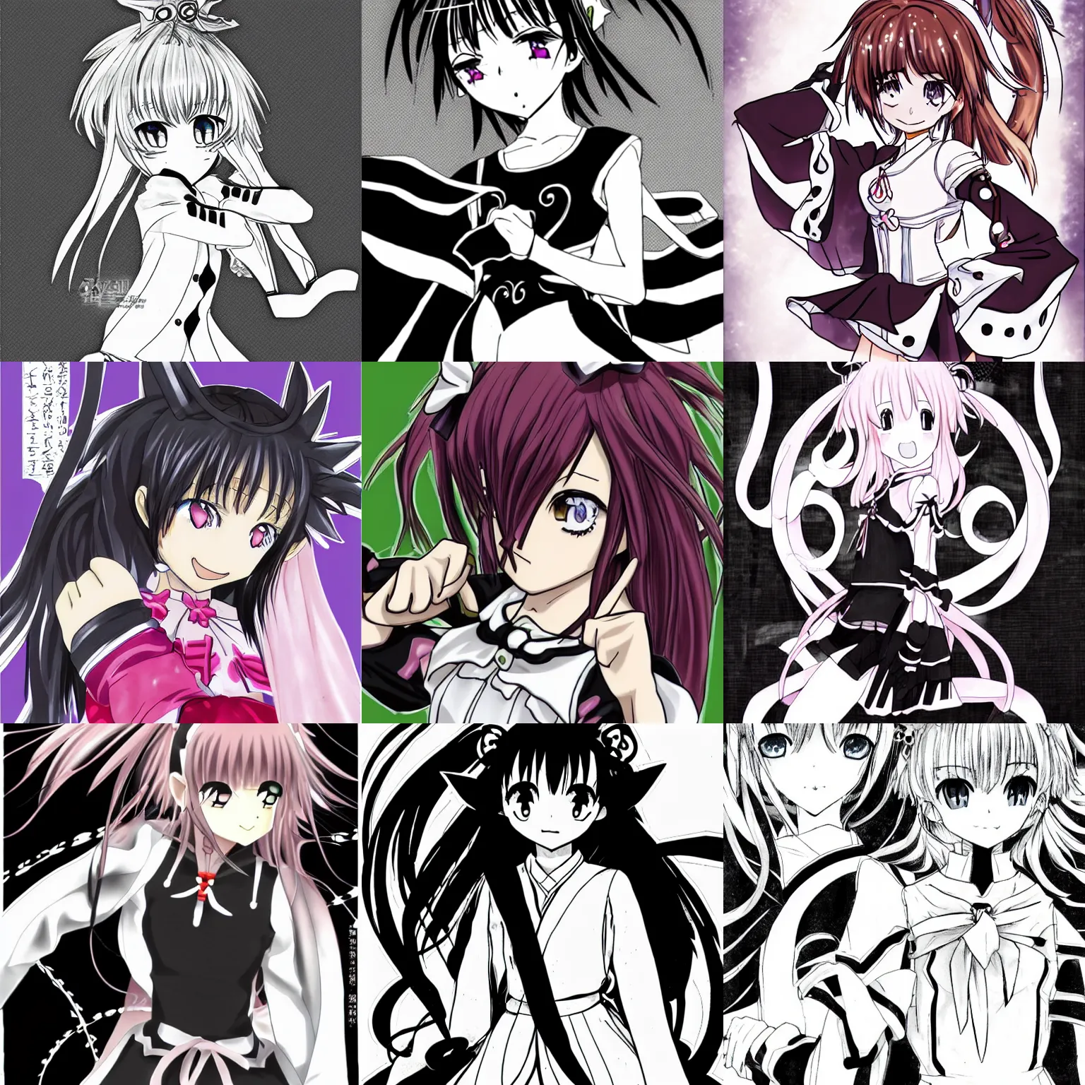 Prompt: sakura kinomoto, mysterious x, tsubasa chronicles, manga, clamp style, black and white, riichi ueshiba