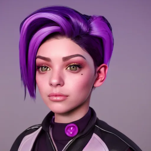 Prompt: a beautiful girl of random ethnicity with a beautiful and detailed with purple black pink hair with helmet, rendered as an unreal engine 5 video game, cinema 4 d, octane render, detailed, brawl stars, cinematographic, artstation greg rutkowski, full colors hd