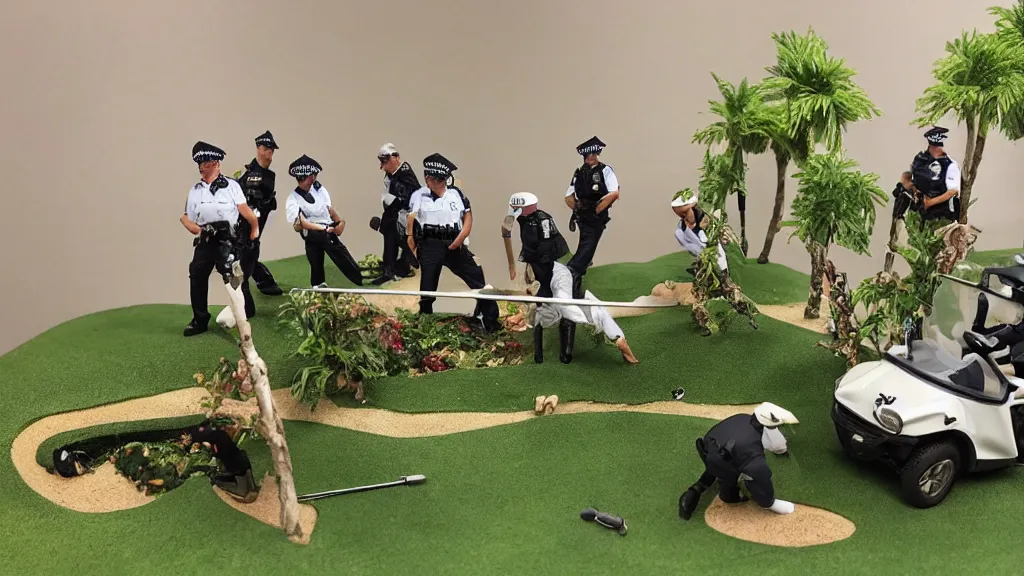 Image similar to police raid on a florida golf course extendable anise diorama