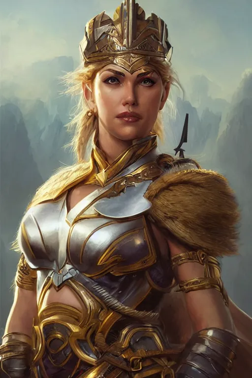 Image similar to amazon valkyrie athena, d & d, fantasy, portrait, highly detailed, headshot, digital painting, trending on artstation, concept art, sharp focus, illustration, art by artgerm and greg rutkowski and magali villeneuve