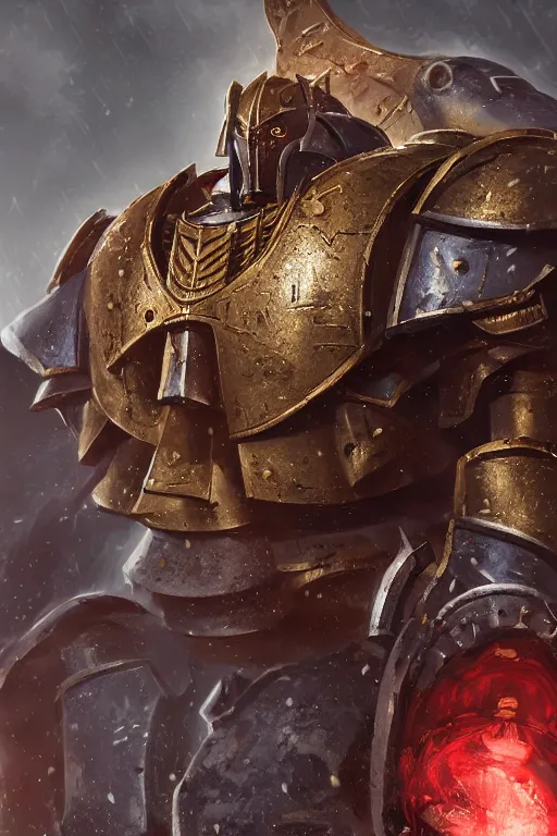 Image similar to armor portrait heros warhammer 4 0 k horus heresy fanart - the primarchs emperor by johannes helgeson animated with vfx concept artist & illustrator global illumination ray tracing hdr fanart arstation zbrush central hardmesh 8 k octane renderer