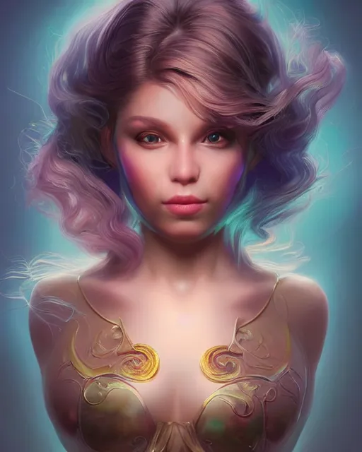 Image similar to cute female woman rat chimera of iridescent liquid, alchemy, shiny plastic, intricate, bloom, detailed, volumetric lighting, sharp focus, photorealism, digital painting, highly detailed, concept art, by by artgerm and wlop
