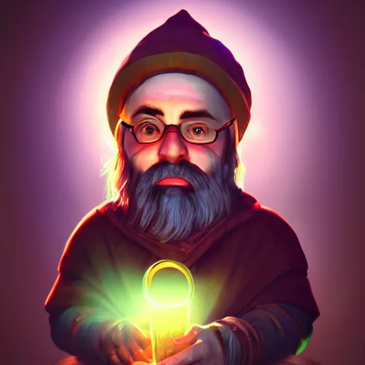 Image similar to portrait of a beautiful gnome alchemist with a bong, D&D, sharp focus, realistic, cinematic lighting, fantasy digital painting