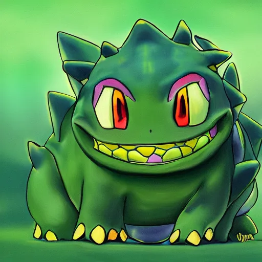 Prompt: a painting of the pokemon Bulbasaur, digital art 4k