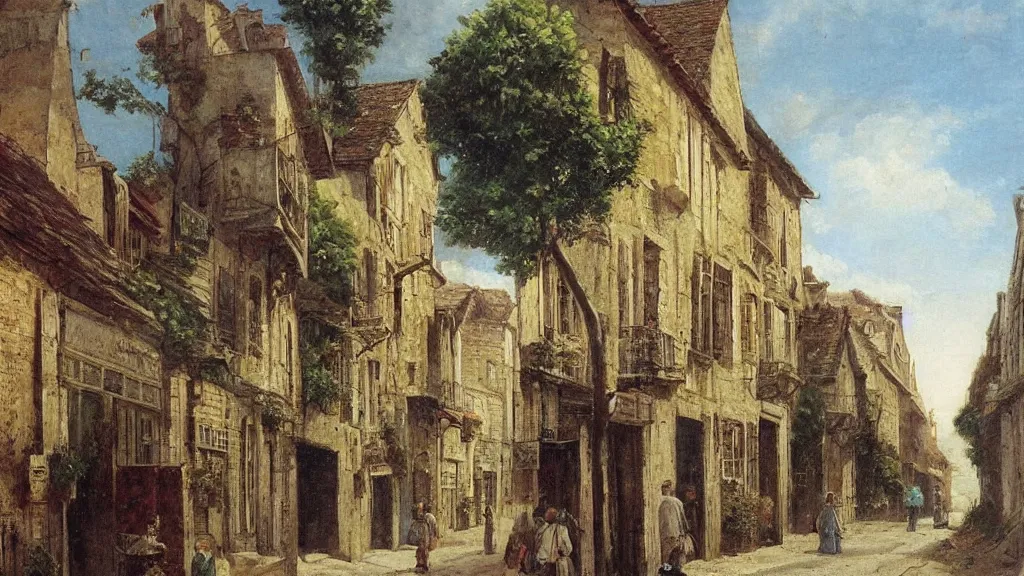 Prompt: an old street, by jean - baptist monge,