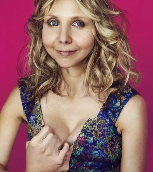 Image similar to award winning photo of Sarah Chalke, by David LaChapelle