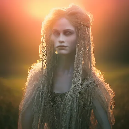 Image similar to photographic portrait of a stunningly beautiful gothic female in soft dreamy light at sunset, by edward robert hughes, annie leibovitz and steve mccurry, david lazar, jimmy nelsson, breathtaking, 8 k resolution, extremely detailed, beautiful, establishing shot, artistic, hyperrealistic, beautiful face, octane render