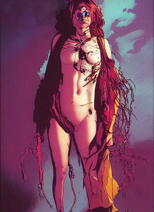 Prompt: hyper realistic photo of dark lord girl, full body, rule of thirds, saturated colors, cinematic, mignola, juan gimenez, moebius