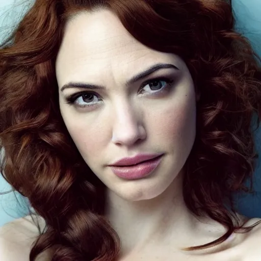 Image similar to portrait of christina hendricks and gal gadot and kate upton hybrid by mario testino, headshot, detailed, award winning, sony a 7 r