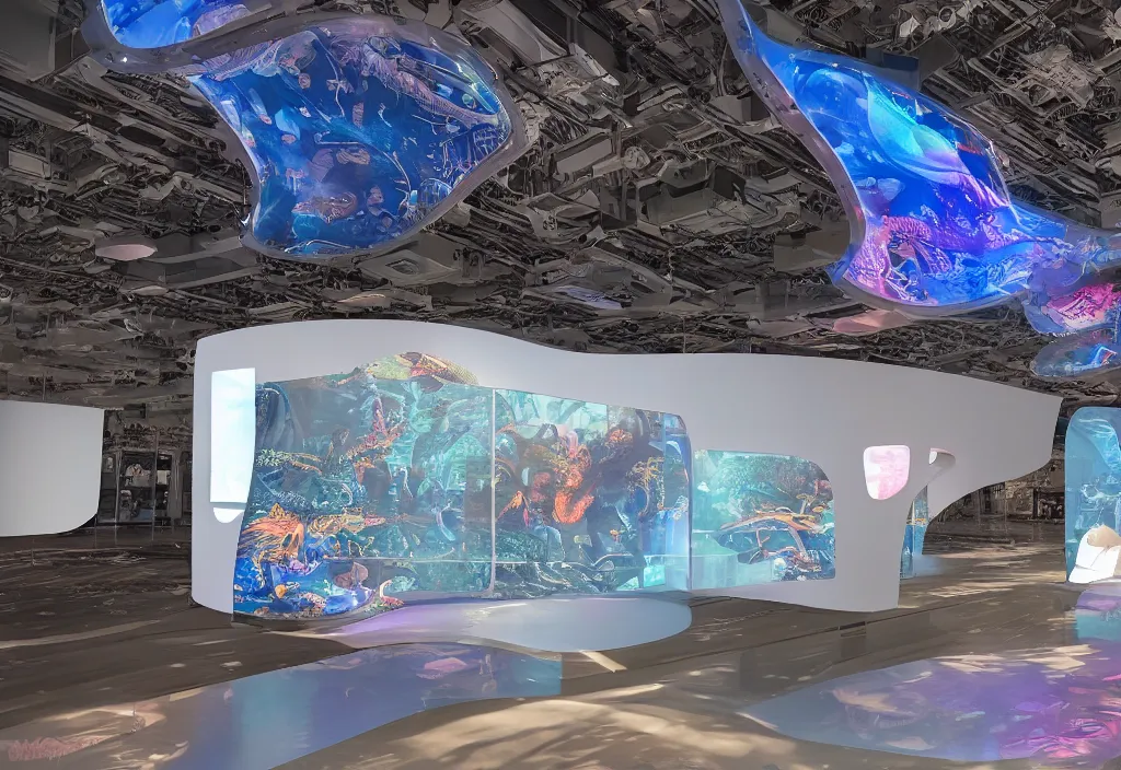 Image similar to curved transparent 3 d videoscreens with dragon, volumetric lighting, bedroom, visor, users, pair of keycards on table, bokeh, creterion collection, shot on 7 0 mm, instax