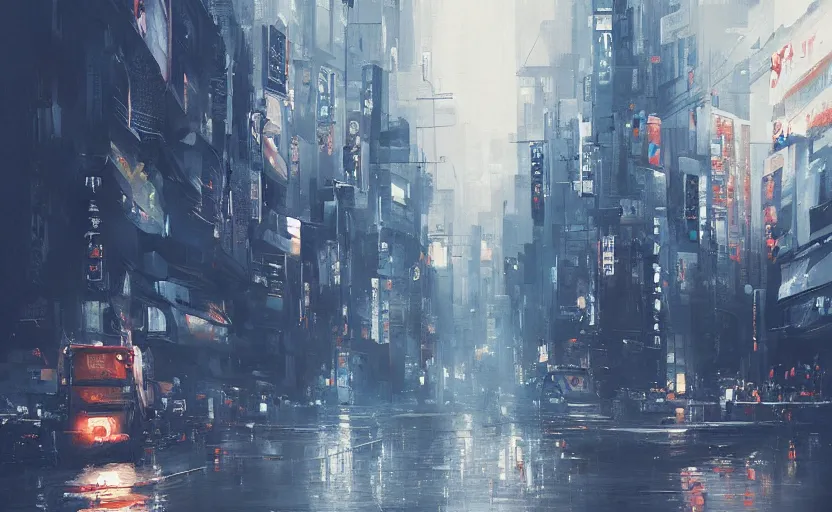 Image similar to A painting of Tokyo trending on artstation in the style of Greg Rutkowski